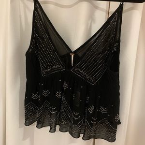 Black Lost in You Beaded Tank Free People